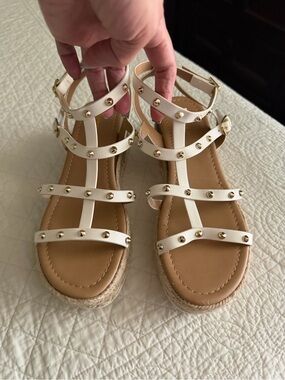 White Studded Strappy Women's Sandals